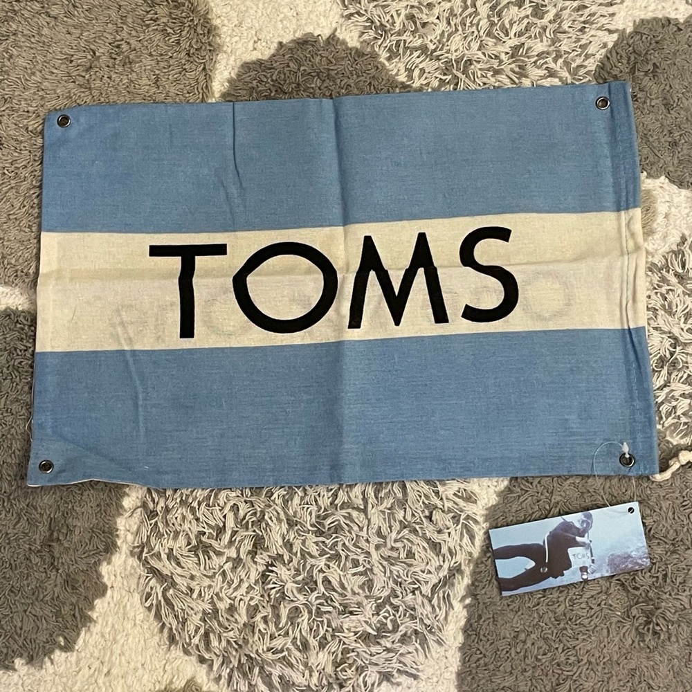 Toms Shoe Bag Flag Banner Blue/White Striped - New With Tag